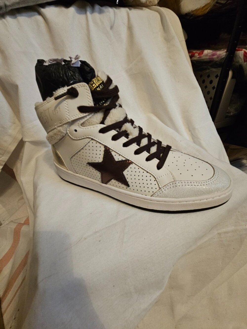 Size 10 Vintage Havana Jolene White Bronze High-Top Sneakers NWT